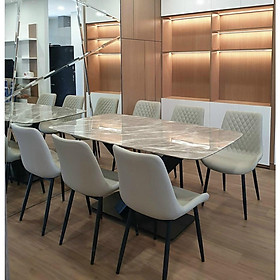 Mua Bộ bàn ăn mặt đá Ceramic bóng chân chéo chữ X kết hợp ghế BÌNH LONG trám