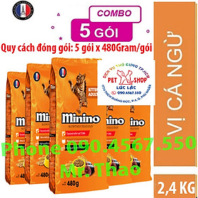 Combo 4 gói thức ăn cho mèo Minino Tuna 480gr - Tặng 1 gói cùng loại 