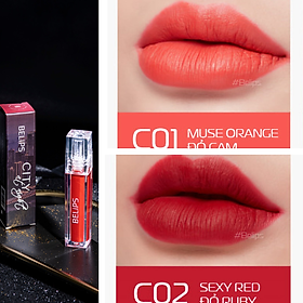 Combo 2 son kem lì mỏng mịn mềm môi C01 Muse Orange + C02 Sexy Red Belips City At Night