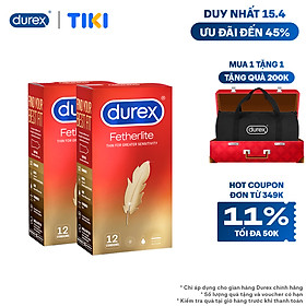 BỘ 2 HỘP BAO CAO SU DUREX FETHERLITE (HỘP 12 BAO)