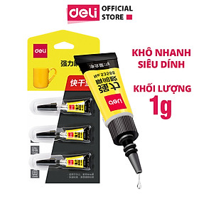 Set 3 tuýp keo 502 siêu dính cố định cực mạnh trong suốt khô nhanh Deli, keo dán giày, nhựa, gỗ, sắt, gốm sứ - Keo dán đa năng chuyên dụng tiện lợi