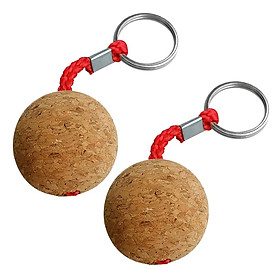 Pack of 2 Floating Cork Keyring, Lightweight 50mm Wooden Ball Floatable Water Buoyant Key Ring - Marine Sailing & Kayaking Boating