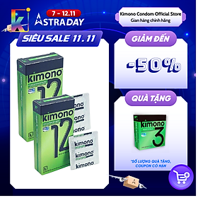 Combo 2 Hộp Bao Cao Su Kimono Green 0.03mm – Siêu Mỏng, Kéo Dài Thời Gian - Loại 12 bao/hộp