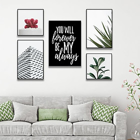 Set 5 Tranh Vải Canvas Xương Rồng You Will Forever Be My Always PMK5028
