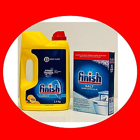 Combo Bột rửa bát Finish 2.5kg + Muối Finish 1.2kg Dành cho máy rửa chén 7