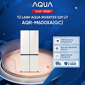 Tủ lạnh Aqua Inverter 529L AQR-M600XA(GC) - Mặt gương trắng - Bảo hành 2 năm - Freeship toàn quốc - Hàng chính hãng