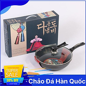 Mua Chảo chống dính siêu bền đá sâu Coopia Hàn Quốc  có nắp kính size 32cm