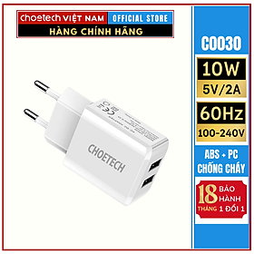 Mua Củ sạc 2 cổng USB 5V/2A Choetech C0030 (HÀNG CHÍNH HÃNG)