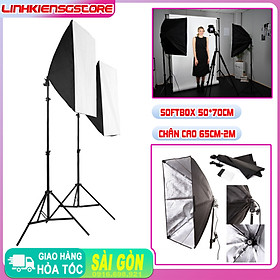 Bộ KIT Studio Chụp Ảnh Sản Phẩm Chân Đèn 2m Kèm Softbox 50x70 cm Hỗ Trợ Sáng(Không bóng đèn)