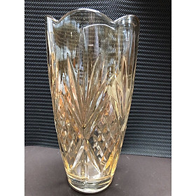 Bình cắm hoa pha lê thủy tinh cao cấp trắng vàng cao 30cm - ANTH493