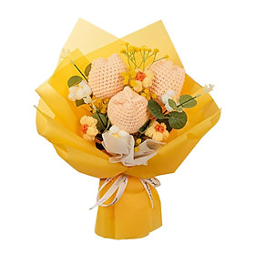 Crochet Flower Bouquet Tulips Artificial Flowers for Home Thanksgiving Party