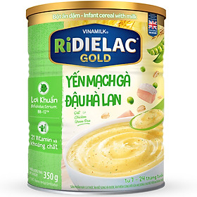 Bột Ăn Dặm Vinamilk Ridielac Gold Yến Mạch Gà Đậu Hà Lan Hộp Thiếc 350gr