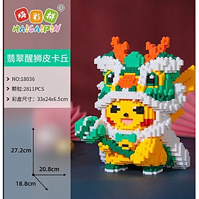 Mô Hình lắp ráp Pikachu Cosplay chúc mừng năm mới + Tặng kèm thẻ bài Pokemon