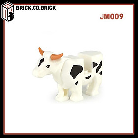 Nhân vật Lắp ráp minifig Mô hình Bò Sữa Đốm Bò Nâu Ăn cỏ Thú rừng Xanh và Động vật Animal JM009-010 - JM009