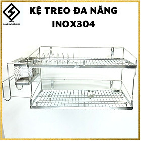 Kệ treo đa năng INOX304 cao cấp 100%, nội thất gia dụng phòng bếp tiện lợi, kệ treo 4 trong 1, đủ loại kích thước (28x80, 28x90, 28x100) cm