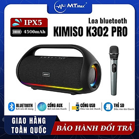 Loa Bluetooth KIMISO K302 PRO - Tích Hợp Micro Karaoke, Đa Dạng Cổng Kết Nối Tiện Lợi Pin Trâu Bluetooth 5.0 chống nước 2 bass cực căng 
