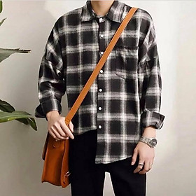 Áo Flannel sơ mi sọc caro đen trắng