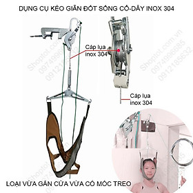 DỤNG CỤ KÉO GIÃN ĐỐT SỐNG CỔ HỖ TRỢ ĐIỀU TRỊ THOÁI HÓA ĐỐT SỐNG CỔ, LOẠI GẮN CỬA DKDC.GC02, DÂY CÁP LỤA INOX 304