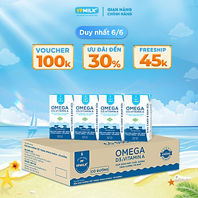Sữa Dinh Dưỡng Tiệt Trùng VPMilk Omega Có Đường dạng hộp cho bé trên 1 tuổi 110ml (thùng 48 hộp)