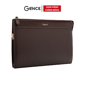 Ví Da Cầm Tay Nam Clutch Đựng Tài Liệu GENCE CL05 Da Bò Cao Cấp Màu Nâu Đỏ