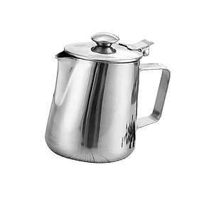 Stainless Steel Coffee Pitcher Craft Latte Milk Frothing Jug with Lid