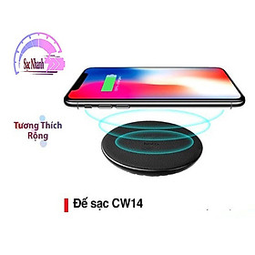 Đế sạc nhanh không dây Hoco CW14 bọc da chống trầy tích hợp đèn Led thông minh cho Smartphone - Hàng chính hãng