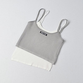 MS223 Áo 2 dây len tăm phối màu dáng croptop năng động