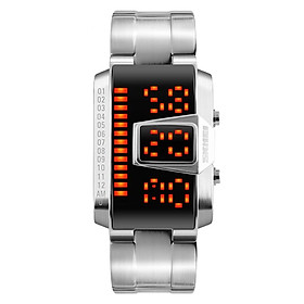 Đồng hồ nam SKMEI 1179 hình chữ nhật LED kỹ thuật số 5ATM Chống thấm nước - Bạc-Màu Bạc