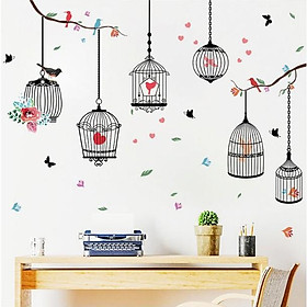 Decal trang trí tường - Lồng Chim Tình Yêu dịu kì