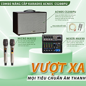 Combo loa kéo CS200PU, Mixer Max 99, Micro max 32 - Kết hợp hoàn hảo nâng cấp âm thanh, cải thiện giọng hát một cách tối ưu nhất - Tặng kèm dây kết nối 3.5 ra hoa sen và 2 jack hoa sen ra 6 ly - Hàng chính hãng