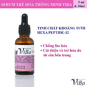 Serum trẻ hóa thông minh từ khoáng tươi kết hợp với hoạt chất Hexa - Peptide 12 - chai nhỏ 5ml - Khoáng tươi Viba