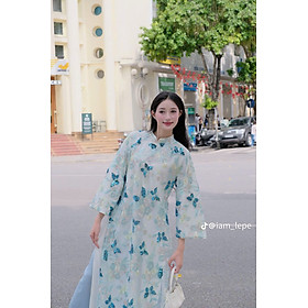 BỘ ÁO DÀI NỮ CÁCH TÂN KIM SA HỒ ĐIỆP – BƯỚM HỒNG & BƯỚM XANH