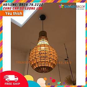 Đèn Gỗ thả trần trang trí dáng Bóng đèn - Đèn gỗ Decor phong cách Châu âu
