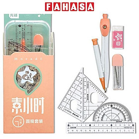 Bộ Compa 7 Món - Bút Chì Kim - ShiF 3111 - Màu Hồng Cam