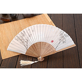 Quạt xếp cổ phong trúc núi Nhật cầm tay phong cách Trung Quốc cosplay cổ trang