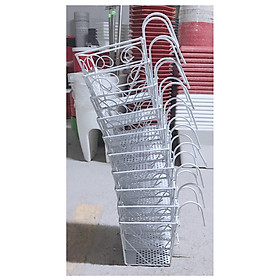 10 Giỏ Sắt 16x14cm Hình Vuông - Màu TRẮNG Treo Chậu Hoa Lan can Ban Công