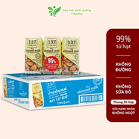 Thùng Sữa Hạt Hạnh Nhân Không Đường 137 Degrees 180ML x 36 Hộp