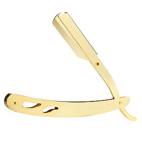 Stainless Steel Straight Edge Barber Shaving Razor Gold Folding Straight Razor Single Edge Replaceable Blades Shaving Tool Without Blade