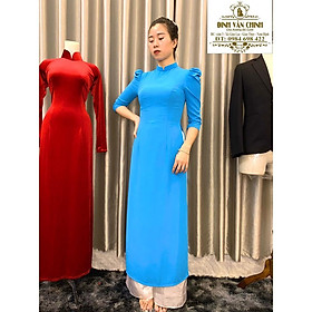 Áo dài lụa trơn cao cấp_Duy Chinh_ADLT0022_Tông Màu Xanh Dịu Dang Dành Cho
