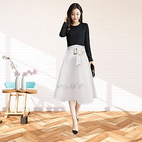 Chân váy dáng xòe tiểu thư dài 60cm hàng thiết kế cao cấp chất vải co giãn thoáng mát - Thời trang nữ