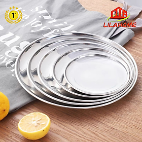 Mua Bộ 5 Đĩa Inox  Khay Inox Hàn Quốc Sang Trọng An Toàn Sức Khỏe - Hàng Chính Hãng