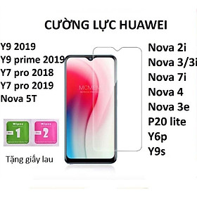 Kính cường lực Huawei trong suốt Nova 2i,3i,7i,3,3e,4,P20 lite,Y6p,Y9s,Y9 prime,Y7 pro,Y6,Y30,P20 pro/2019/2018