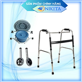 Mua Khung tập đi tích hợp ghế ngồi hoặc bô vệ sinh  tiện dụng  chắc chắn  điều chỉnh được độ cao  chính hãng Nikita