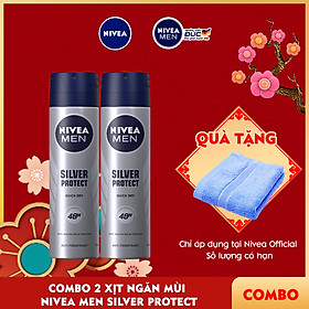 Bộ đôi Xịt Ngăn Mùi NIVEA MEN Silver Protect Phân Tử Bạc Giảm 99.9% Vi Khuẩn Gây Mùi (150mlx2) - 82959
