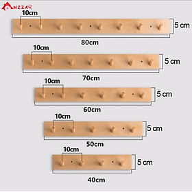 Móc gỗ treo tường trang trí, móc gỗ treo quần áo, phụ kiện Anzzar, decor phòng ngủ