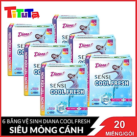 COMBO 6 gói băng vệ sinh Diana Sensi Cool Fresh siêu mỏng cánh 20 miếng/gói X6