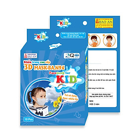 Hộp 10 khẩu trang 3D dành cho học sinh cấp 1-2-3 thương hiệu Bảo An, thiết kế 3 lớp êm ái ôm kín mặt.