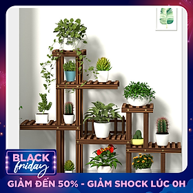 Giá Để Cây Cảnh Trong Nhà Bằng Gỗ 6 Tầng - Kệ Trang Trí Cây Cảnh Gỗ Thông Kích Thước 97*25*98CM