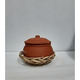 Mua niêu cơm nhỏ đất nung bụng 14 cm và rế tre