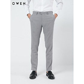 OWEN - Quần âu nam Owen Slimfit màu xám kẻ chìm 23494 - Quần âu nam dáng ôm